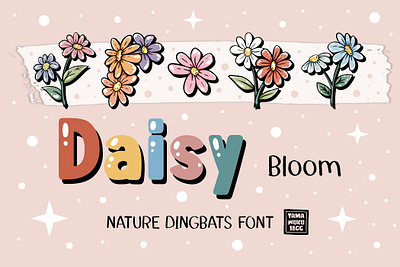 Daisy Bloom OTF beautiful bloom botanical botany bouquet bunch of cartoon colorling cute daisy decorative dingbats floral flowers font lovely nature organic otf outline