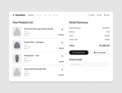 Fashion check out fashion ui ux web white