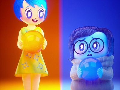 3D MODELING I INSIDE OUT JOY😄&SADNESS😭 3d 3dart 3dcharacter 3dmodeling animation character design illustration insideout joy motion graphics sadness