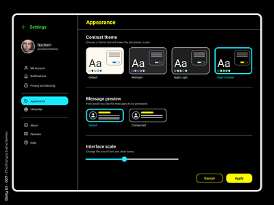 Daily UI - 007 | Settings 007 accessibility app app design dailyui dailyui007 dailyuichallenge design high contrast settings ui ui design