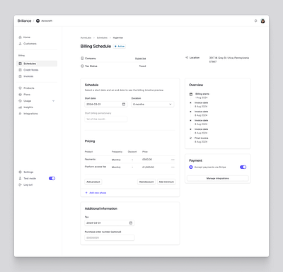 Billing schedule || Dashboard || Custom Icons dashboard product design ui web design