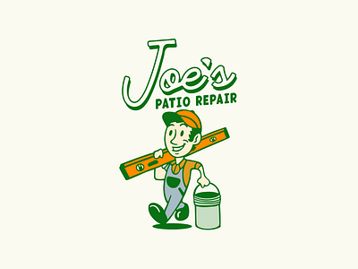 Joe's Patio Repair Logo construction construction logo handyman handyman logo home improvement home improvement logo landscape landscape logo landscaping logo logo logo design mascot mascot logo patio patio repair vintage logo yard work yard work logo