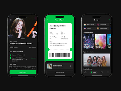 Evently - Premium Event App UI Kit app application branding concert design event flat illustration interface live logo mobile party ticket ui