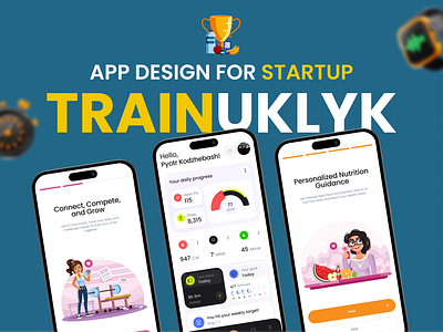 💪 Trainuklyk - Fitness & Nutrition Mobile App Design 🍎🏋️‍♂️ app app design branding design fitness app design graphic design illustration logo mobile app design nutrition app design startup trainuklyk ui user experience user interface ux vector