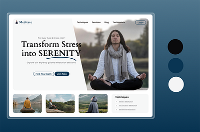 Meditate - Hero Section branding creative jaweria graphic design hero section jaweria mehboob meditate meditation meditation hero section ui ui design uiux web design