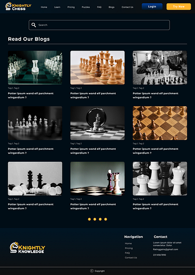 Knightly Chess Game landing page ui ux web design