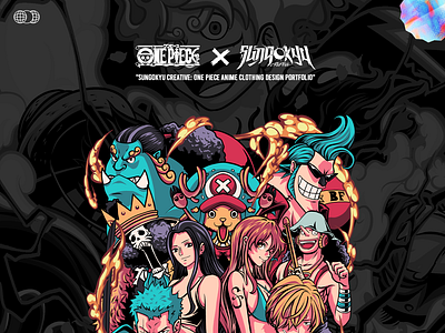 One Piece x Sungokyu Creative anime anime clothing design anime design clothing design illustration illustration design luffy one piece one piece roronoa zoro