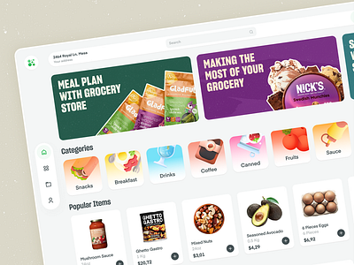 Grocery Web App Design admin dashboard design ecommerce grocery grocery shopping online grocery product design product design app sidenav ui ui design uiux user interface ux web web design webapp webdesign website