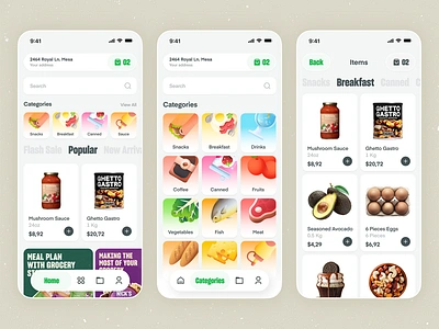 Grocery App Design app design ecommerce ecommerce app food food order grocery grocery app grocery shopping grocery store app mobile mobile app online online grocery online shop product design app sajon shopping ui uiux