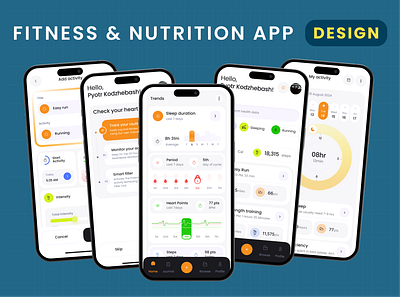 💪 Fitness & Nutrition Mobile App UI-UX Design 🍎🏋️‍♂️ 3d animation app app desing branding crypto portfolio design fitness app design illustration logo mobile app design nutrition app design ui ui design ux design