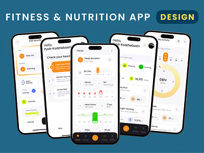 💪 Fitness & Nutrition Mobile App UI-UX Design 🍎🏋️‍♂️ 3d animation app app desing branding crypto portfolio design fitness app design illustration logo mobile app design nutrition app design ui ui design ux design