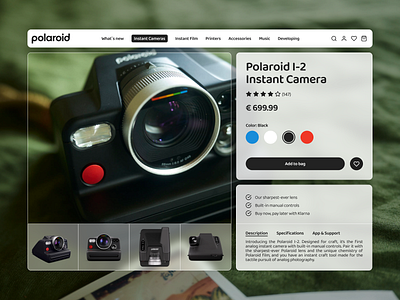 Polaroid camera webpage buying camera design hero hero page page photo photocamera polaroid shop site store ui uiux web webdesign webpage website