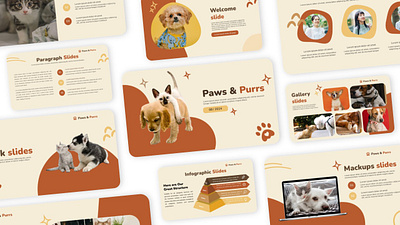 Paws and Purrs animal Presentation branding design elegant graphic design powerpoint presentation template