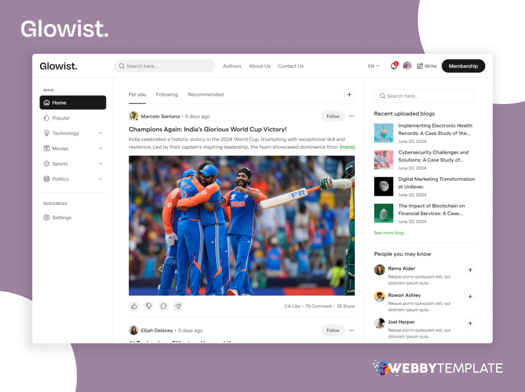 Glowist: Blogging Website Template HTML | Download 🎯 article blog blog details blog single blog template blog theme blog website template bloger theme blogging digital content free template landing page design magazine magazine website template medium website template minimal website news paper theme newspaper personal blog web template