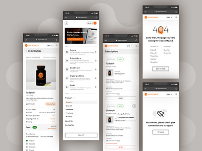 Viapromeds - Package & Order (Mobile UI) 404 page medical page ui medical product page mega menu menu design no internet ui order detail page product detail page product page ui profile setting ui
