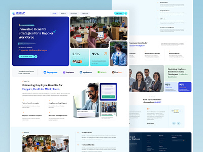 Groemp - Employee Benefits Website animation b2b clean design employee employee benefit graphic design hr jobs minimalist modern startup ui web web design