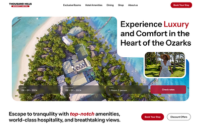 Thousand Hills - Resort Hotel UI Design branding creativerafat figma figmacommunity hotelbookingapp luxuryresort maxrafa maxrafat motion graphics resorthotelui ui uidesign webdesign