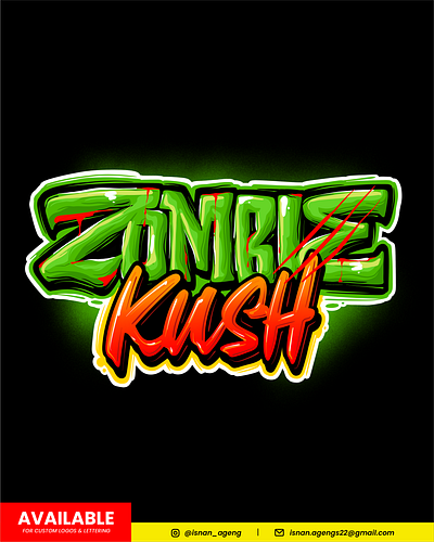 Zombie Lettering Logo Design hand drawn kush logo lettering lettering logo logotype zombie zombie logo