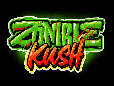 Zombie Lettering Logo Design hand drawn kush logo lettering lettering logo logotype zombie zombie logo