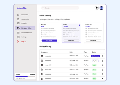 Subscription Plan & billing SAAS dashboard billing dashboard dashboard design mobile app saas saas dashboard ui ui design ui designer user interface ux design