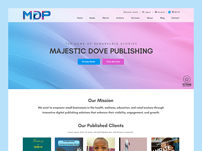 Majestic Dove Publishing // Web Design author book books literature publisher publishing story web design