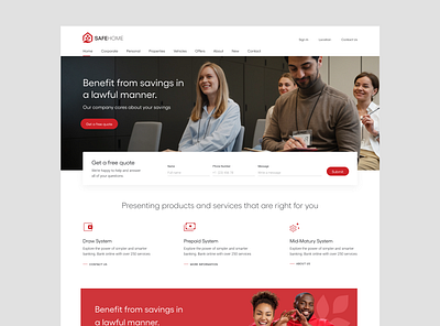 Banking and financial solution banking clean features finance hero homepage light red search web design