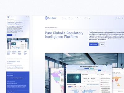 Pure Global — Services / AI & Data Tools ai cta design desktop header health healthcare hero medtech mobile navbar product design rwd services stats tools ui ux web website