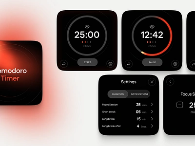 Pomodoro Timer clean interface pomodoro product design timer ui ux widget