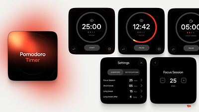 Pomodoro Timer clean interface pomodoro product design timer ui ux widget