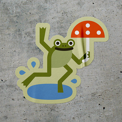 🐸🍄 Happy Froggies! autumn fall frog graphic design kids logo mushroom puddle sticker toad umbrella