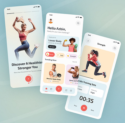 Fitness App UI Design Concept activity app arobix care design excercise fitness health md azbin islam onboarding product design sports tracker ui ux website weight gain weight lose workout yoga