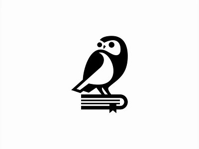 Owl And Book Logo animal athene bird book branding design education emblem icon illustration logo mark noctua owl school simple vector wisdom