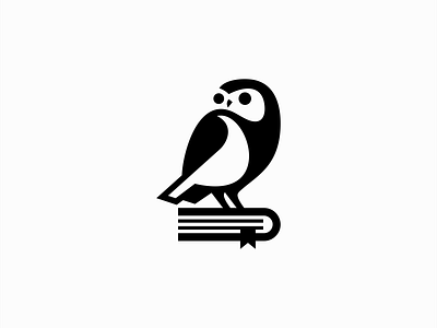 Owl And Book Logo animal athene bird book branding design education emblem icon illustration logo mark noctua owl school simple vector wisdom