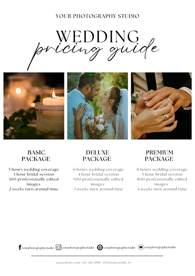 Amalfi Wedding Photography Pricing Guide branding canva template content design design graphic design photography price list wedding wedding photography wedding pricing guide