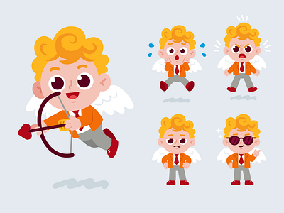 Cupid Mascot for EconomieSuisse angel archer branding business cartoon character children cool cupid cute digital flat funny happy heart illustration kid love mascot vector