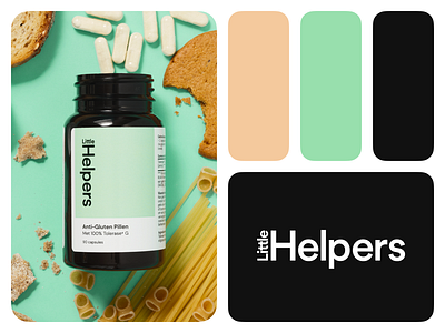 Little Helpers Branding bottle brand branding clinical green health healthcare helpers little logo logotype medicine mint packaging pills simple supplements tech visual identity vitamins