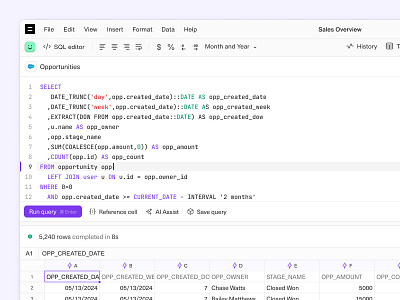 SQL editor code dailyui equals spreadsheet sql ui ux