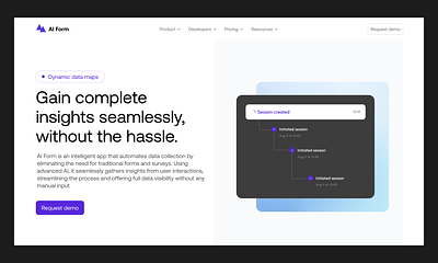 AI Form website hero section design ui ui ux ux web design