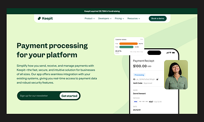 Payment processing platform hero section design ui ui ux ux web design