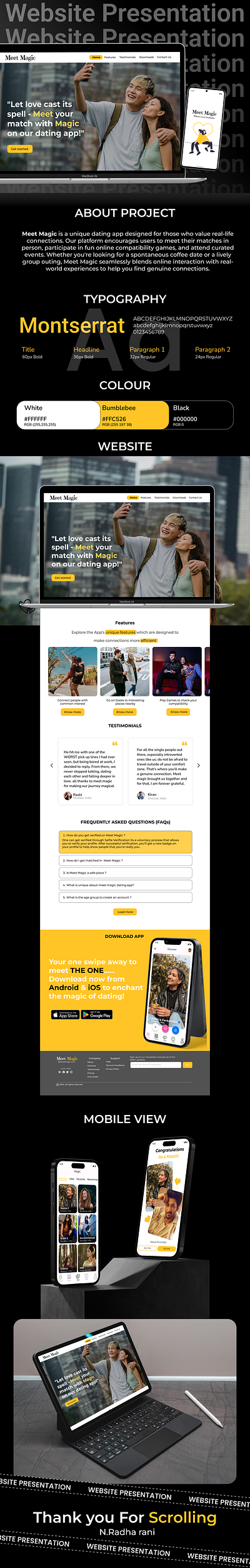 Dating app website presentation | Meet Magic app ui uxui web design