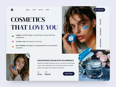 E-Commerce Website Design for a Cosmetics Brand beauty cosmetic store cosmetics cosmetics website design e commerce homepage interface skincare store ui user interface ux web design website website design