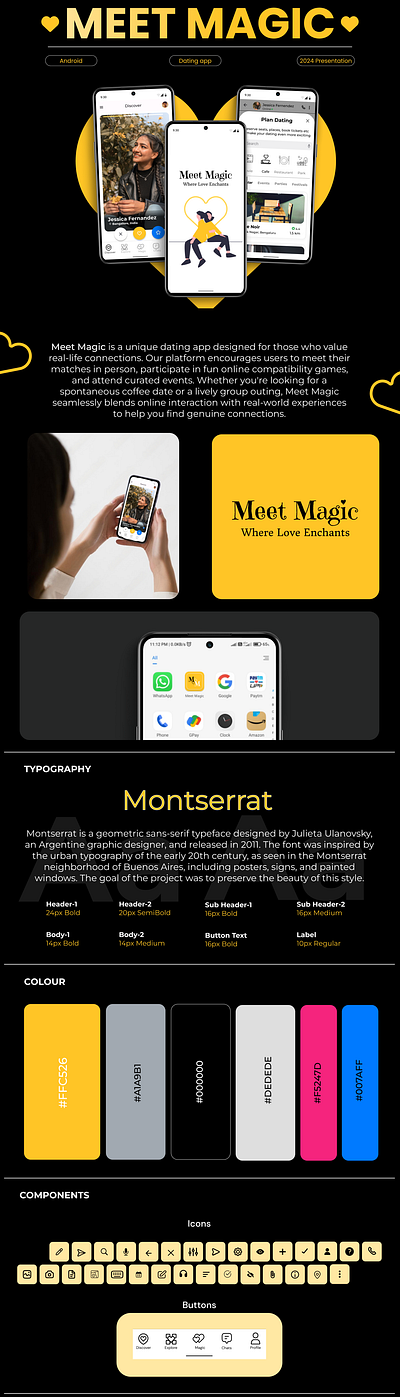 Dating App Android presentation | Meet Magic app design portfolio ui uxui