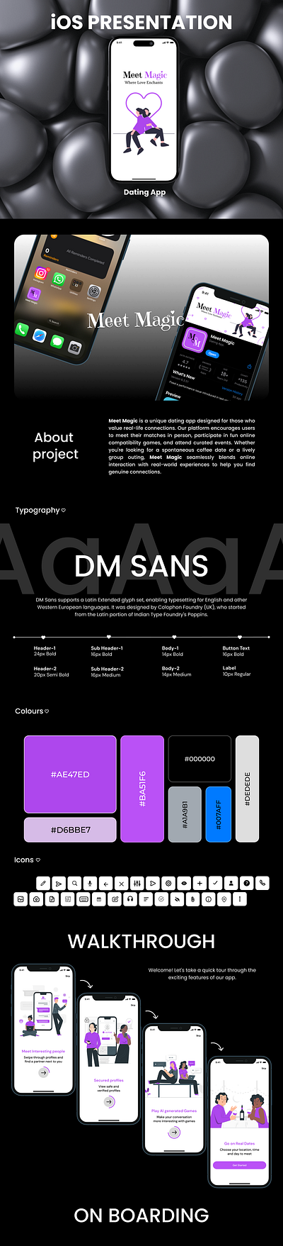 Dating App iOS Presentation | Meet magic app presentation ui uxui design