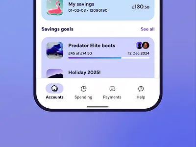 Kids banking app bottom nav interaction app banking icon interaction kids mobile saving ui