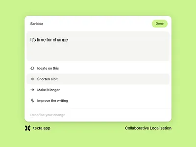 Texta — Scribble ai button dialog localisation search suggestions textfield translation