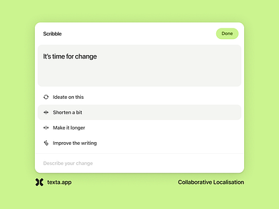 Texta — Scribble ai button dialog localisation search suggestions textfield translation