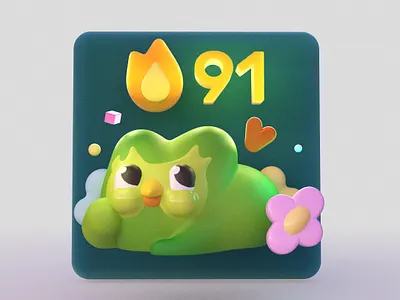 Duolingo daily streaks - Cute 3D Illustration 3d character duo duolingo