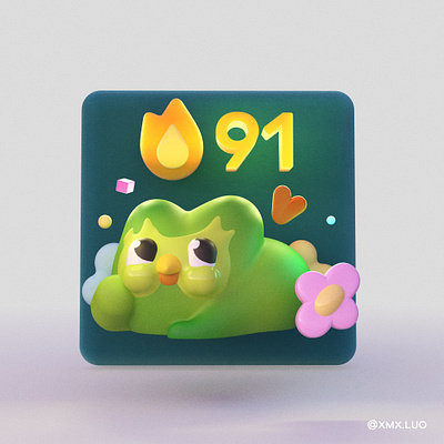 Duolingo daily streaks - Cute 3D Illustration 3d character duo duolingo