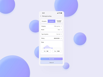 Intuitive Filtering & Sorting for Video Games - Mobile Interface clean ui e commerce design filters sorting minimalist ui mobile app design mobile interface product filtering ui ui design ux