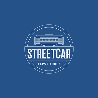 Logo for a Streetcar Restaurant badge blue branding circle emblem logo design logotype modern restaurant retro round tram transport vintage